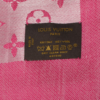 Louis Vuitton Silk Wool Monogram Denim Shawl Pivoine 5 of 5