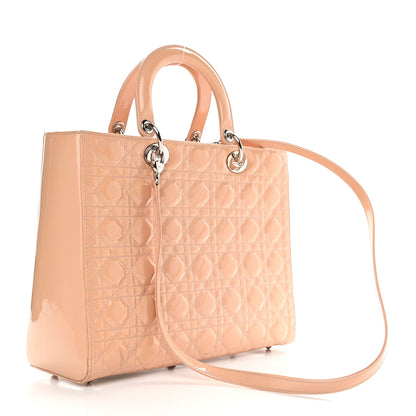 Christian Dior Patent Cannage Large Lady Dior Dark Beige 2 of 10