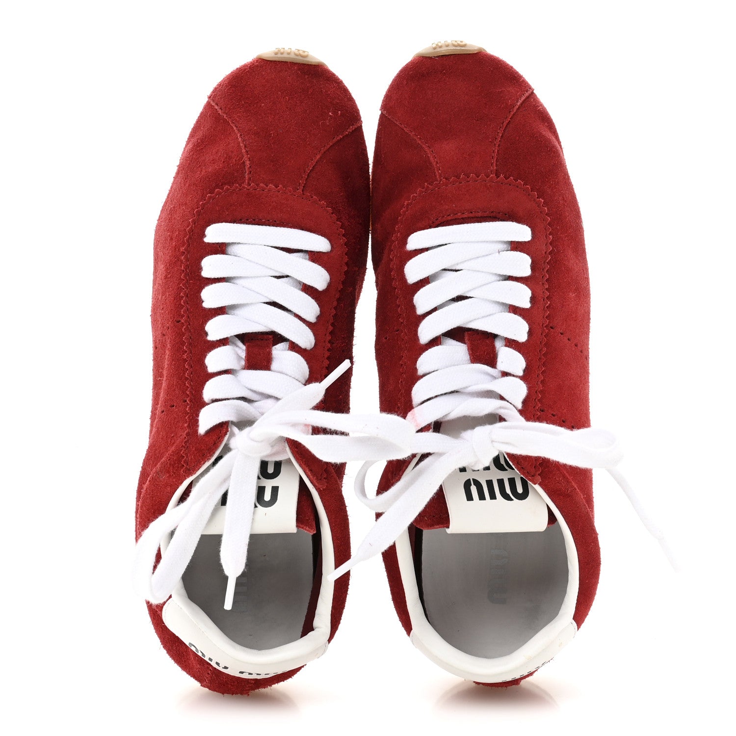 Miu Miu Camoscio Womens Plume Sneakers 40 Red 2 of 9