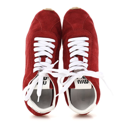 Miu Miu Camoscio Womens Plume Sneakers 40 Red 2 of 9