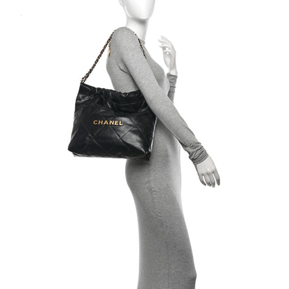 Chanel Shiny Calfskin Quilted Small Chanel 22 Black 2 of 12