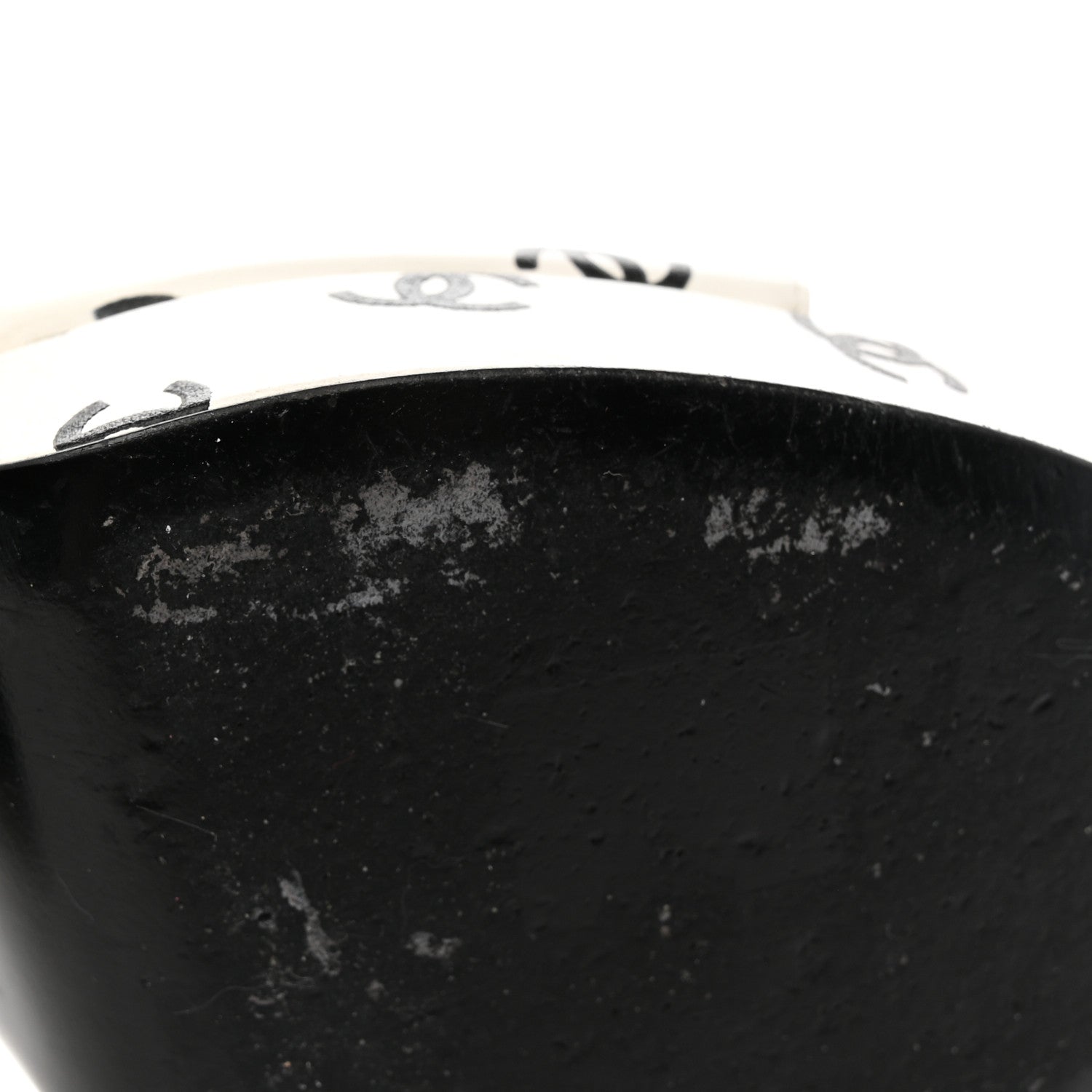 Chanel Printed Lambskin Coco Beach Platform Sandals 37 White Black 9 of 15