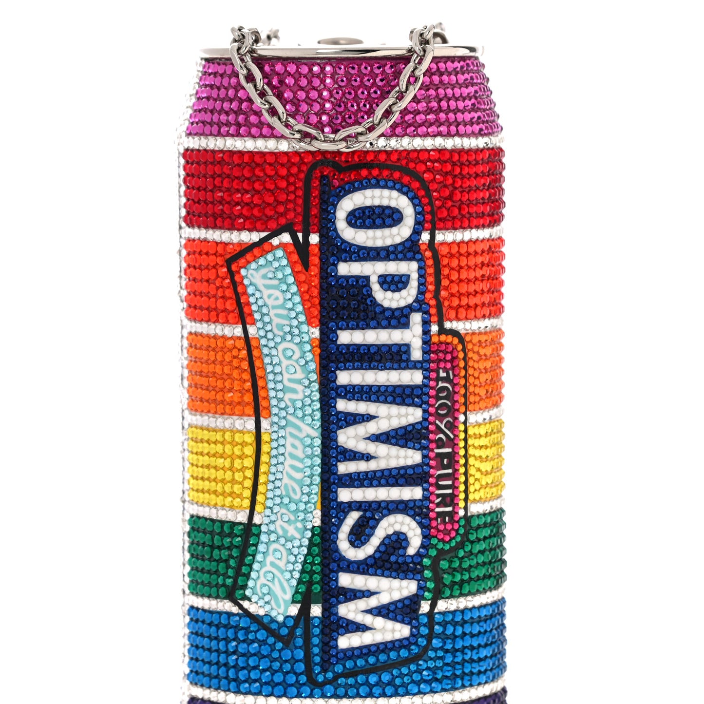 Crystal Optimism Can Minaudiere Clutch Silver Multicolor