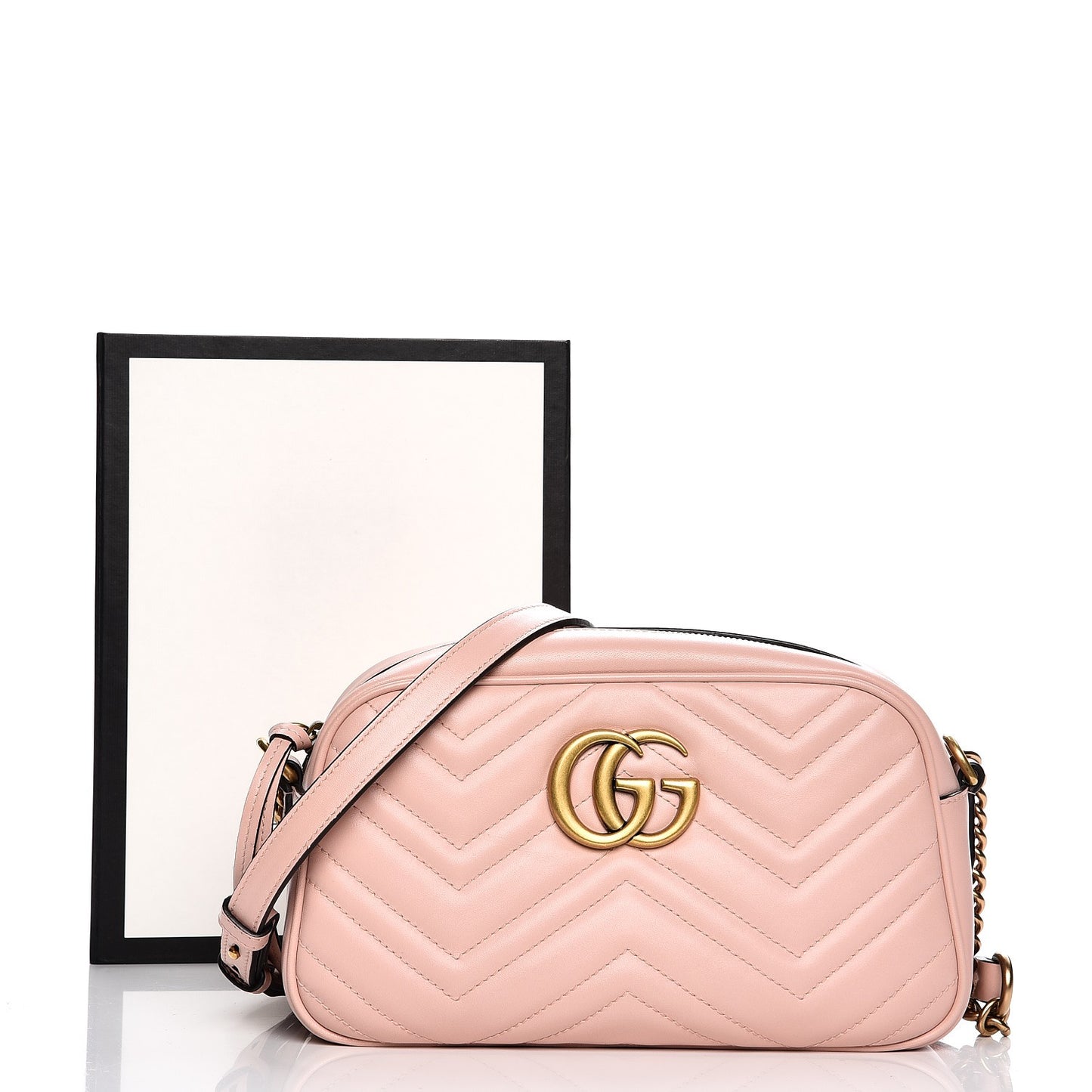 Calfskin Matelasse Small GG Marmont Chain Shoulder Bag Perfect Pink
