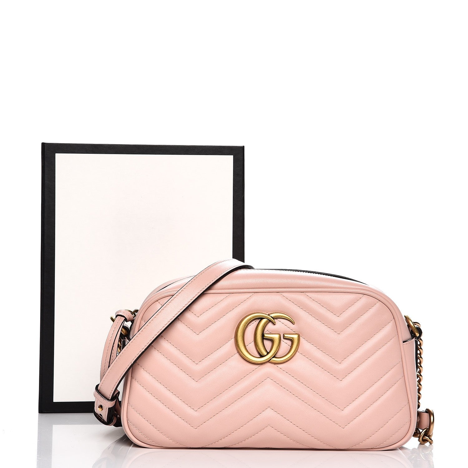 Gucci Calfskin Matelasse Small GG Marmont Chain Shoulder Bag Perfect Pink 8 of 8