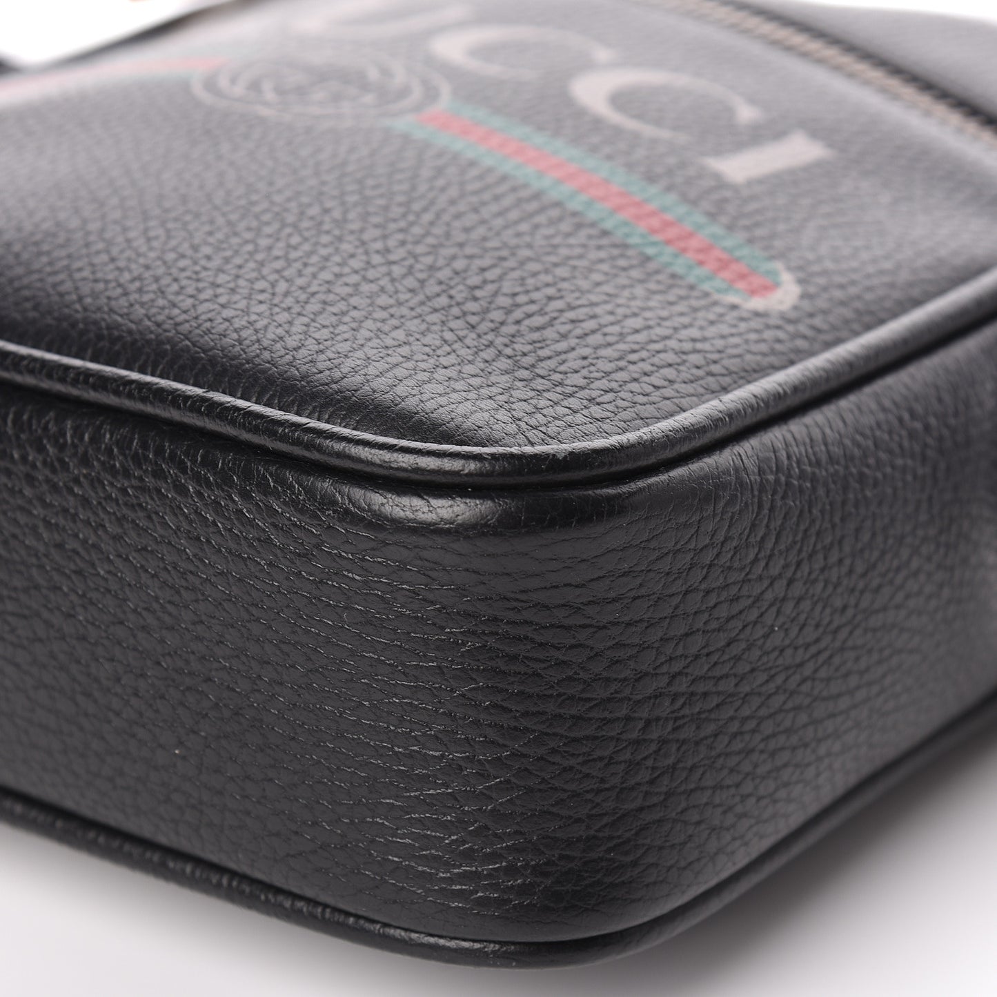 Grained Calfskin Logo Messenger Bag Black