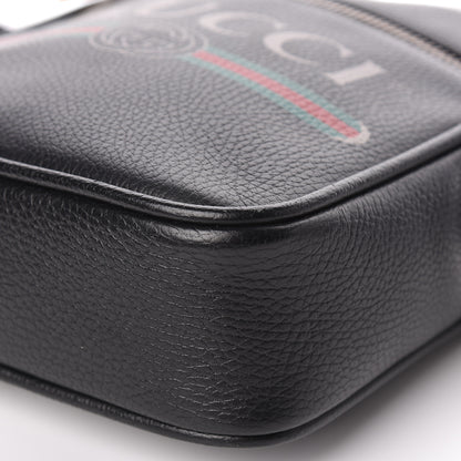 Gucci Grained Calfskin Logo Messenger Bag Black 6 of 12