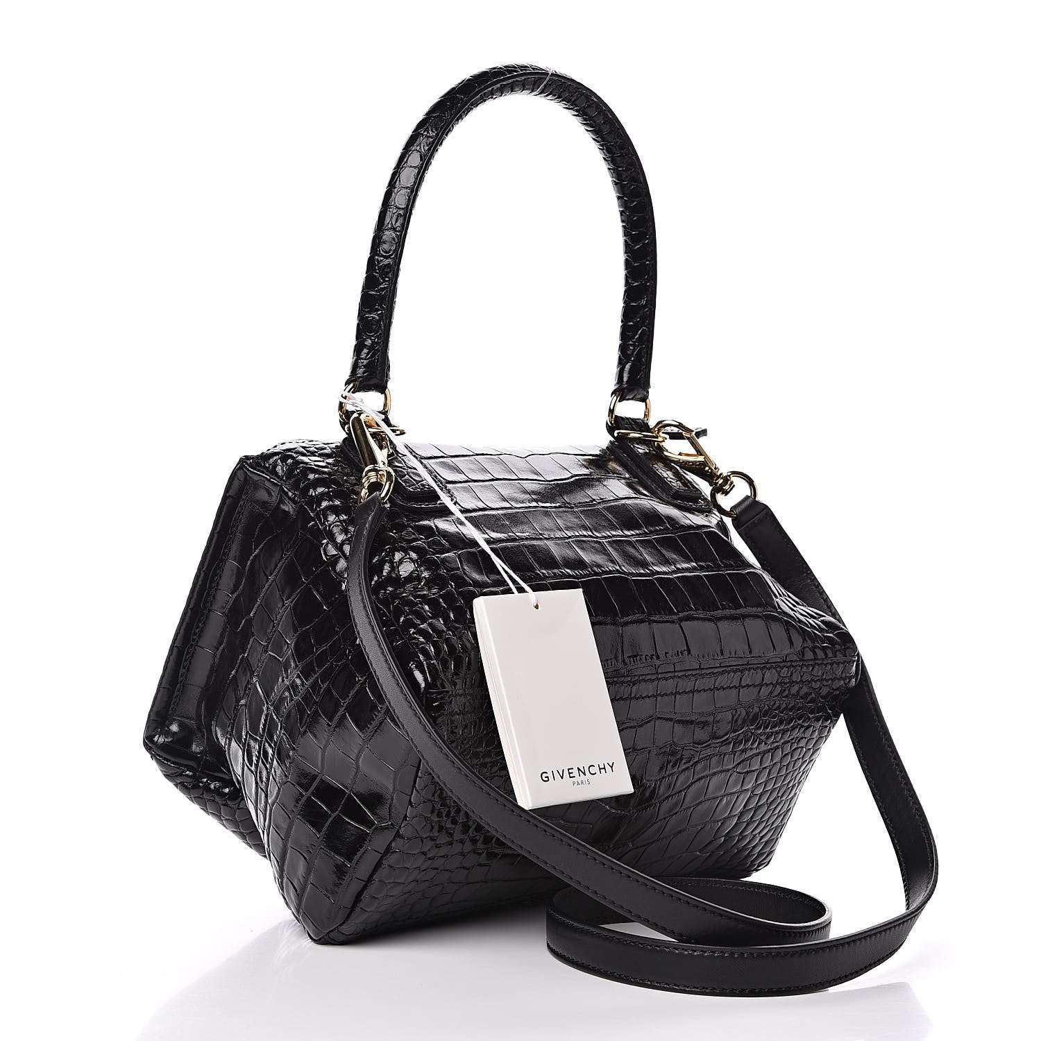 Givenchy Calfskin Crocodile Embossed Small Pandora Black 3 of 9