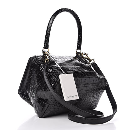 Givenchy Calfskin Crocodile Embossed Small Pandora Black 3 of 9