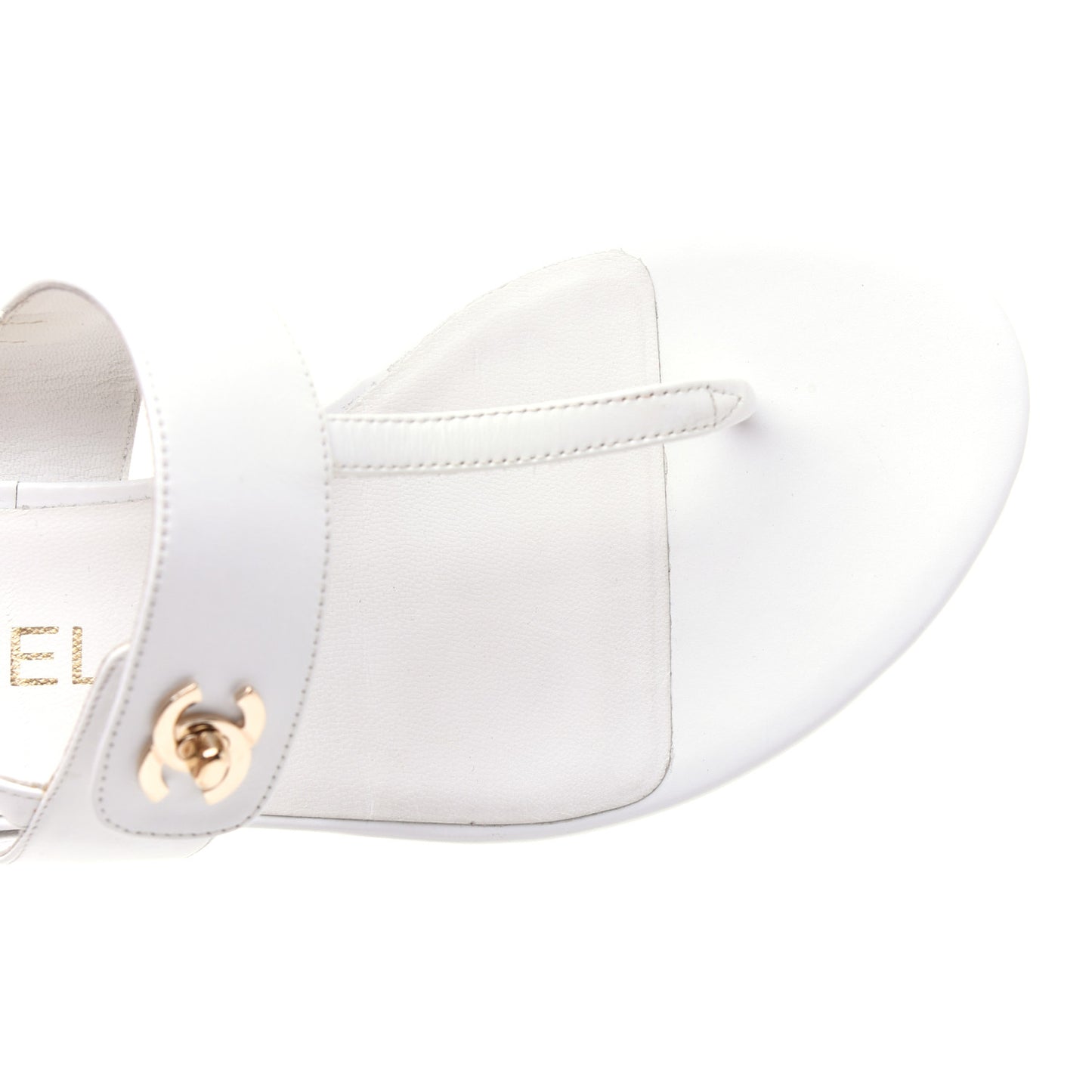 Lambskin CC Thong Sandals 37 White