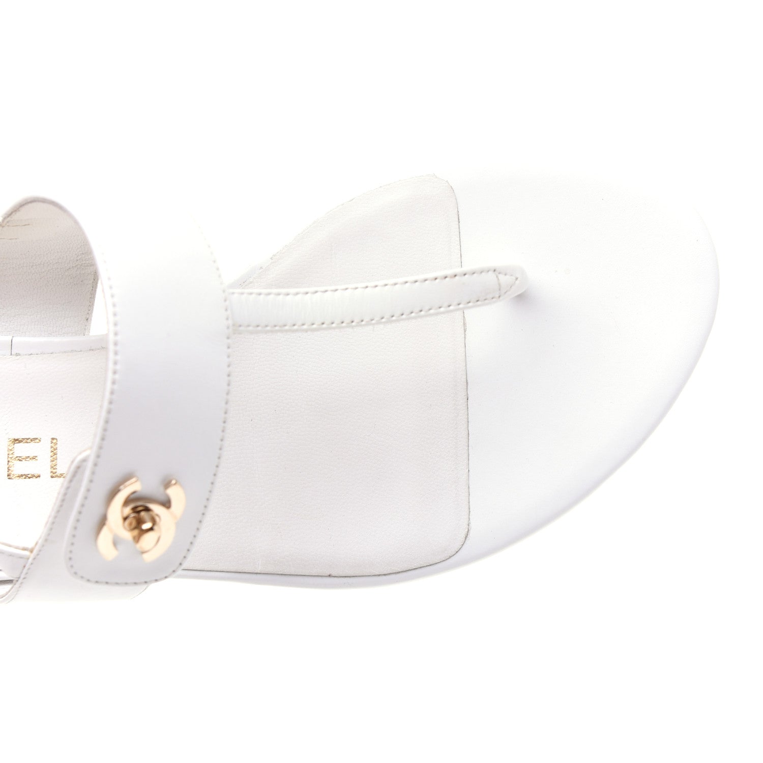Chanel Lambskin CC Thong Sandals 37 White 18 of 20