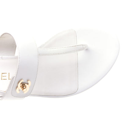 Chanel Lambskin CC Thong Sandals 37 White 18 of 20
