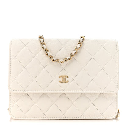 Chanel Caviar Quilted Square Wallet On Chain WOC White 1 of 14
