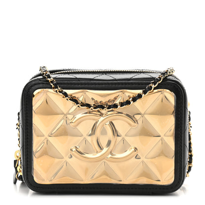 Chanel Lambskin Quilted Golden Plate Clutch With Chain Black 1 of 9