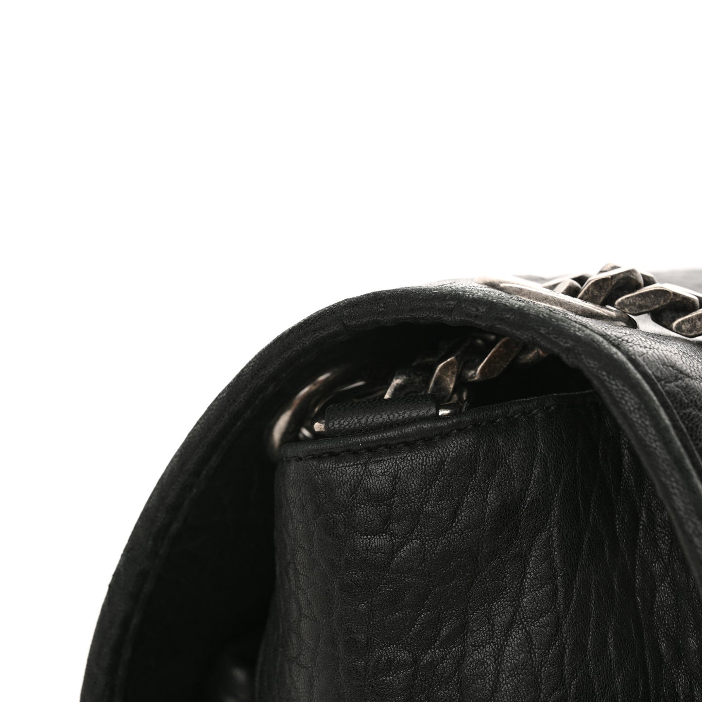 Grained Lambskin Monogram Oversized Niki Chain Satchel Black