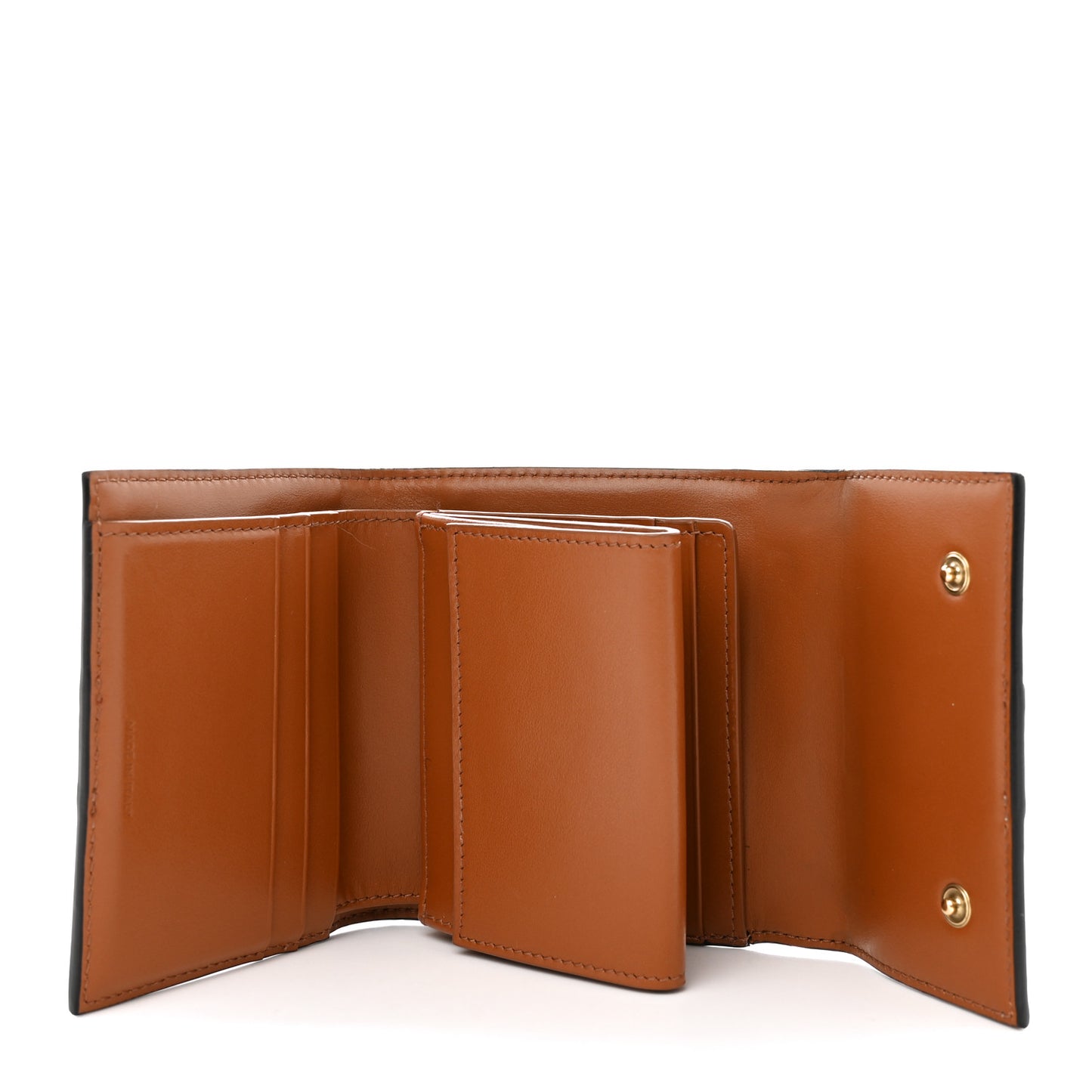 Canvas Triomphe Lambskin Folded Compact Wallet Tan