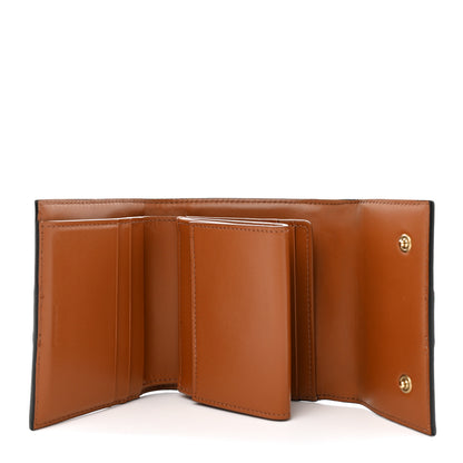 Celine Canvas Triomphe Lambskin Folded Compact Wallet Tan 5 of 10