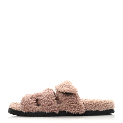 Hermes Woolskin Womens Chypre Sandals 40 Bois De Santal 1 of 12
