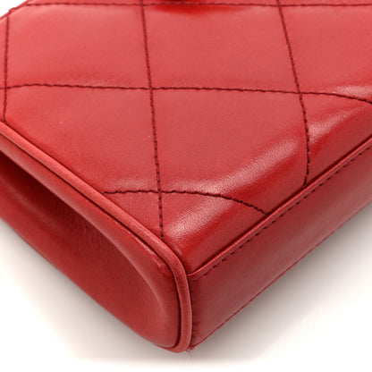 Chanel Lambskin Quilted Clutch Red 9 of 16