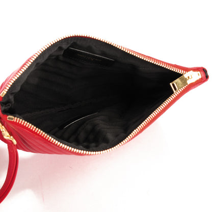 Saint Laurent Calfskin Matelasse Chevron Monogram A5 Wristlet Red 8 of 10