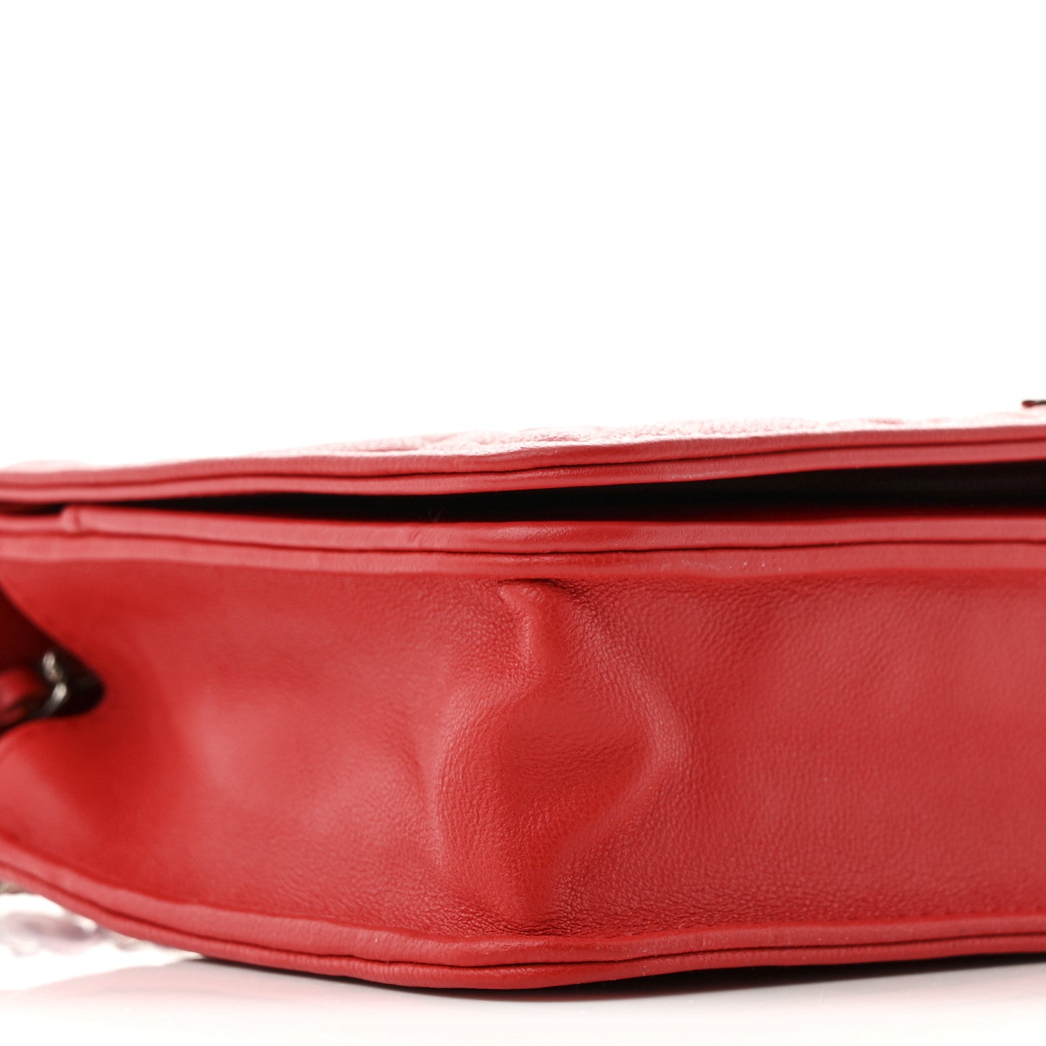 Chanel Lambskin Camellia Embossed Wallet on Chain WOC Red 10 of 12