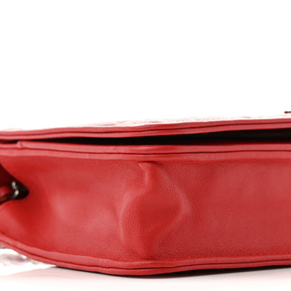 Chanel Lambskin Camellia Embossed Wallet on Chain WOC Red 10 of 12