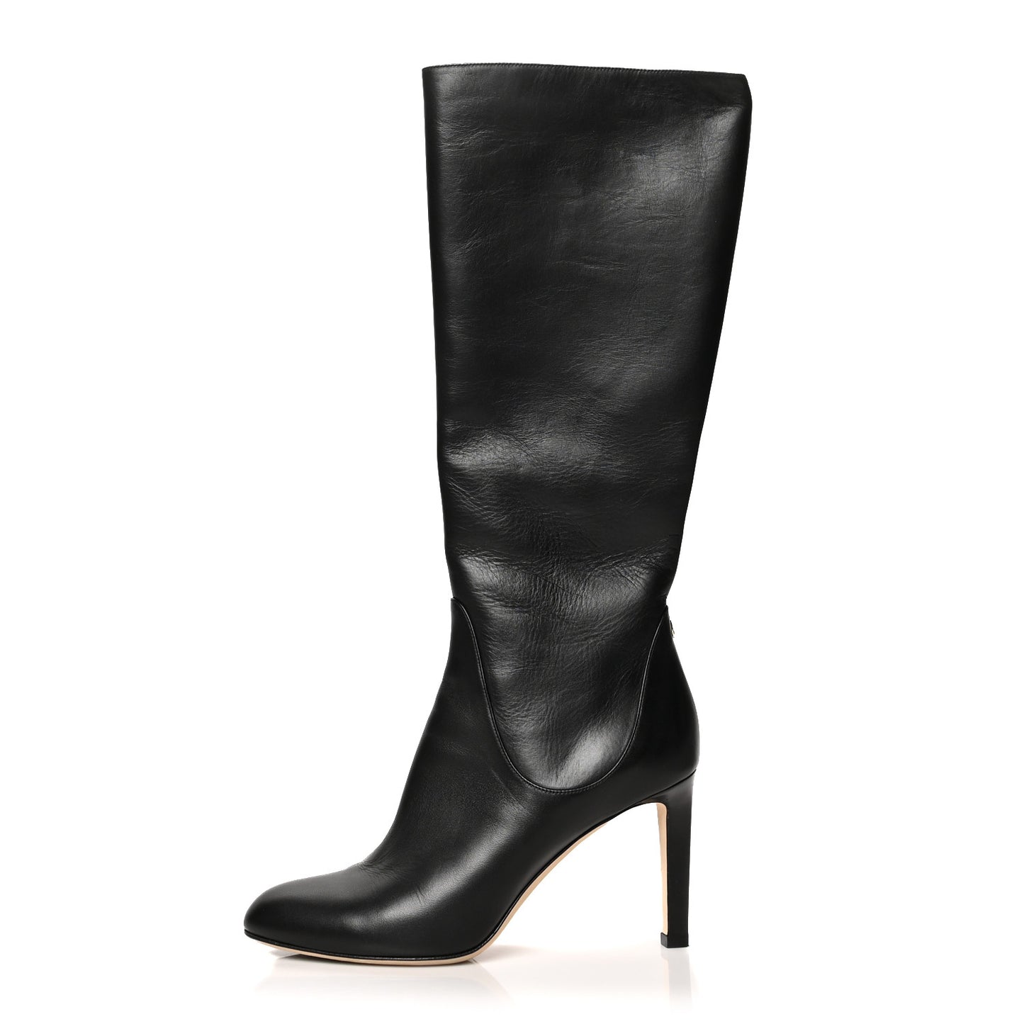 Shiny Calfskin Tempe 85 Knee High Boots 39.5 Black