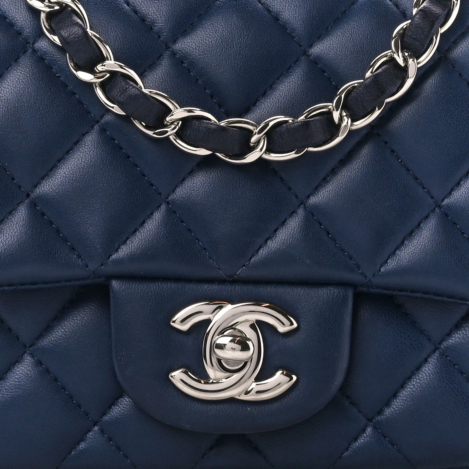 Chanel Lambskin Quilted Mini Square Flap Navy 9 of 11