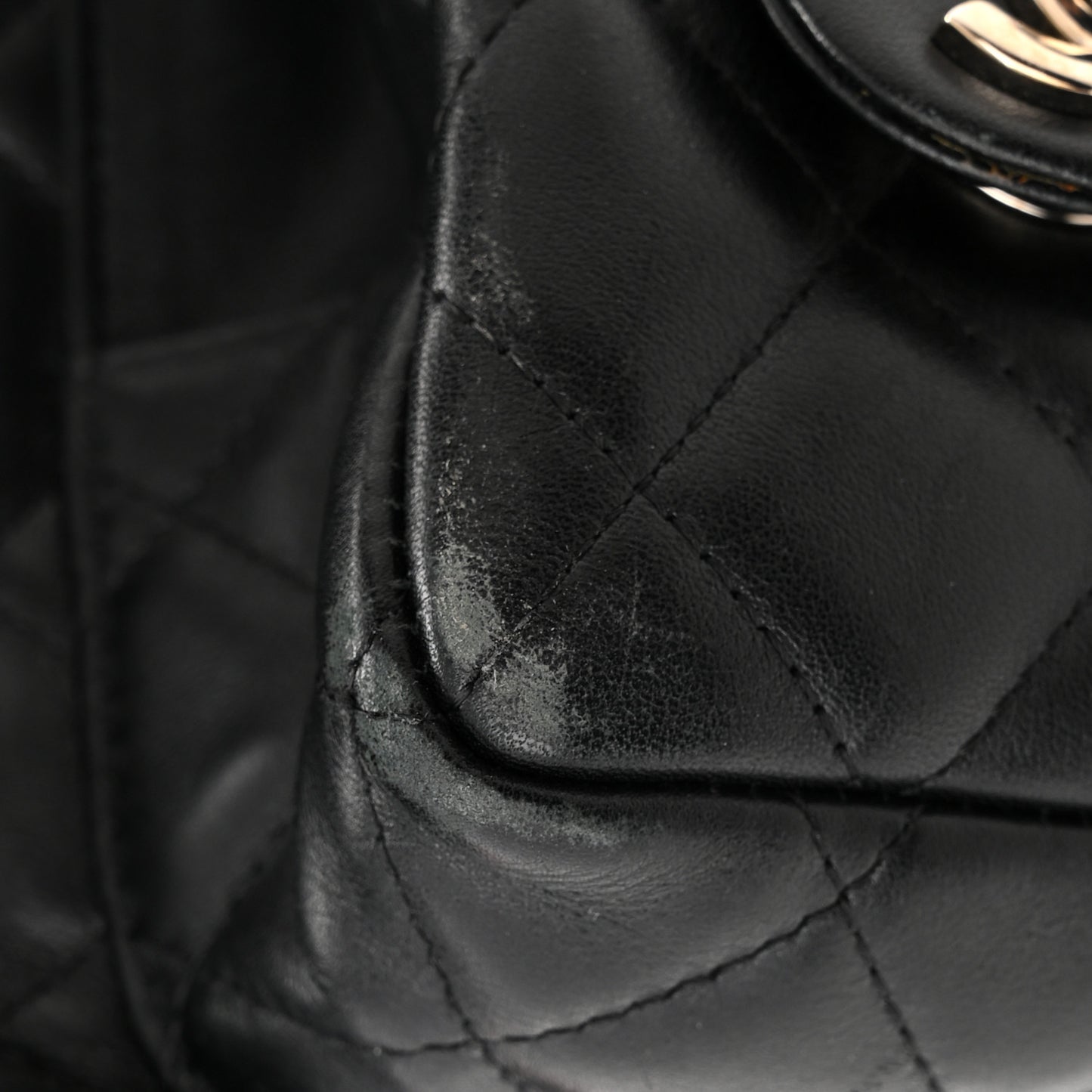 Calfskin Quilted Large Cambon Multipocket Reporter Black