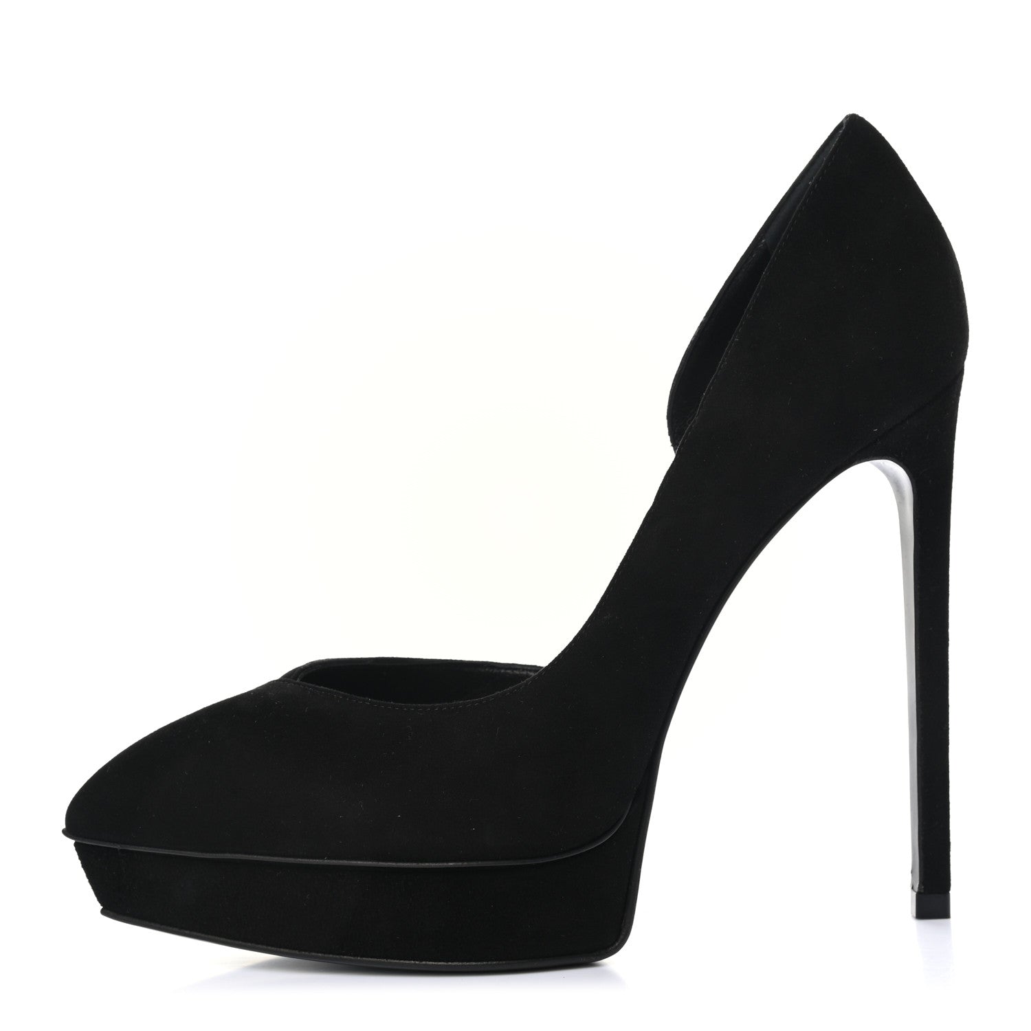 Saint Laurent Suede Janis 105 D'Orsay Pumps 37.5 Black 1 of 9