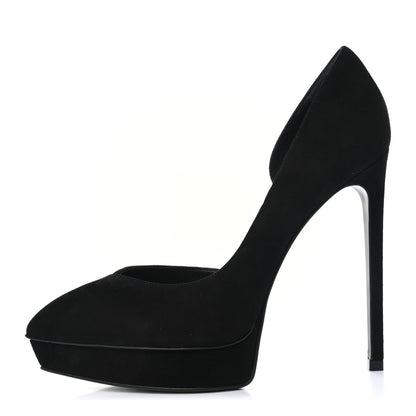 Saint Laurent Suede Janis 105 D'Orsay Pumps 37.5 Black 1 of 9