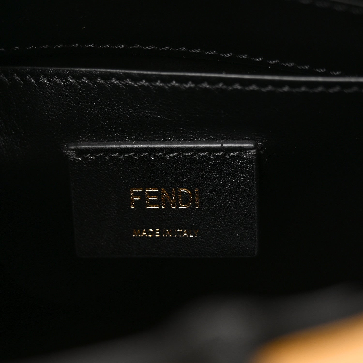 Fendi Vitello Fluffy Logo Small Pack Shopper Tote Yellow Box Black 6 of 9
