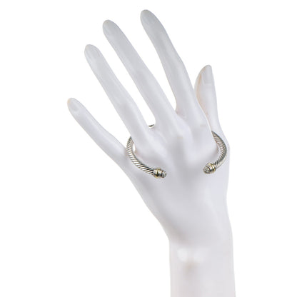 David Yurman Sterling Silver 14K Yellow Gold Diamond 5mm Cable Classics Bracelet 2 of 4