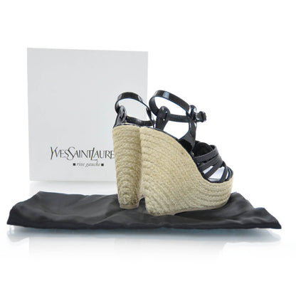 Saint Laurent Agadir 90 Espadrille Sandals 37.5 Black 2 of 6