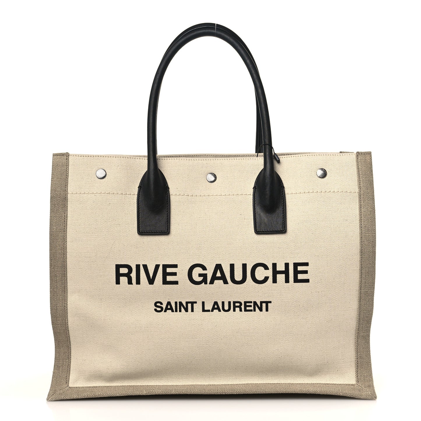 Linen Calfskin Small Rive Gauche Tote Greggio Natural