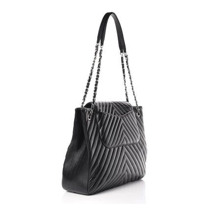 Chanel Caviar Chevron Quilted Flap Tote Black 3 of 10
