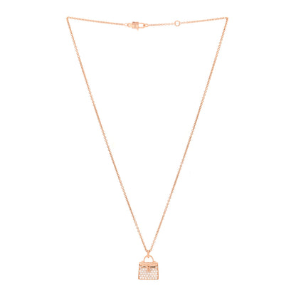 Hermes 18K Rose Gold Diamond Kelly Amulettes Pendant Necklace 3 of 6