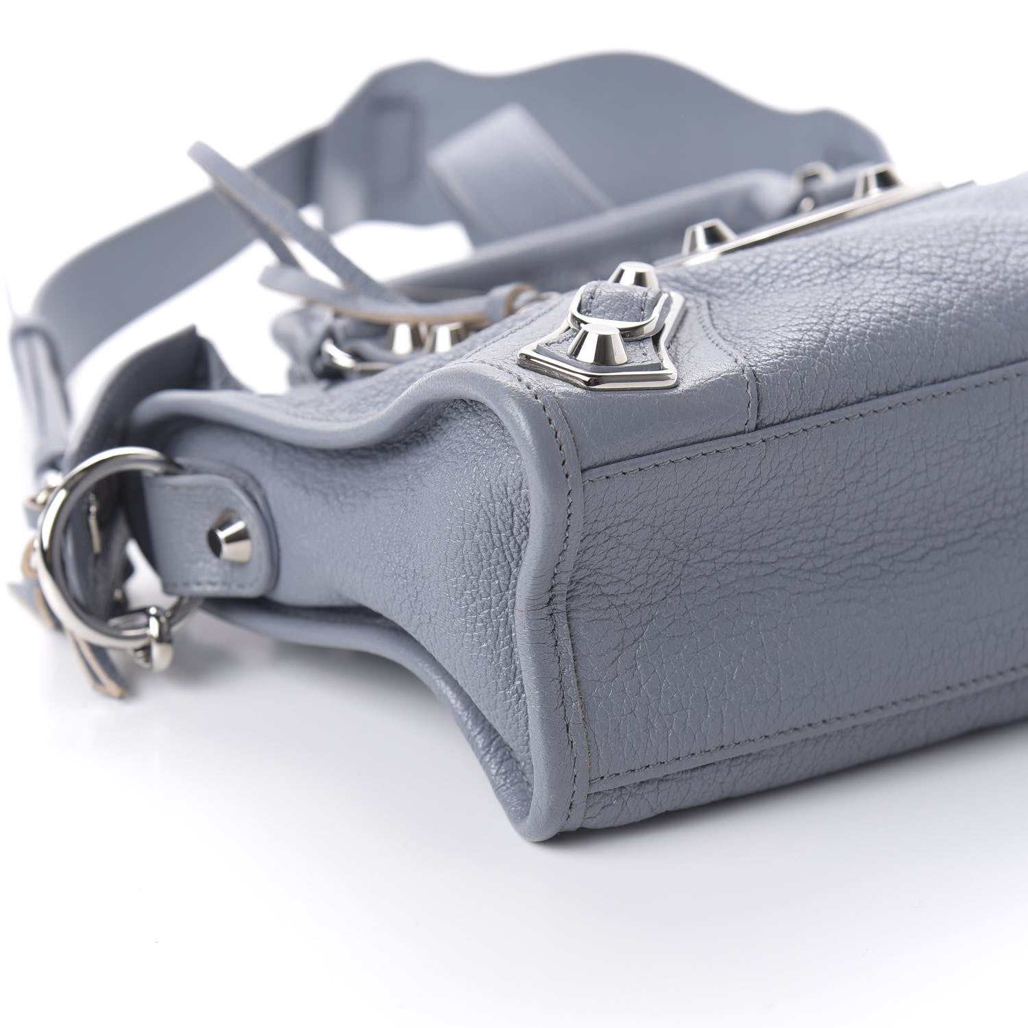 Balenciaga Chevre Silver Metallic Edge Hardware Mini City Bleu Acier 9 of 10