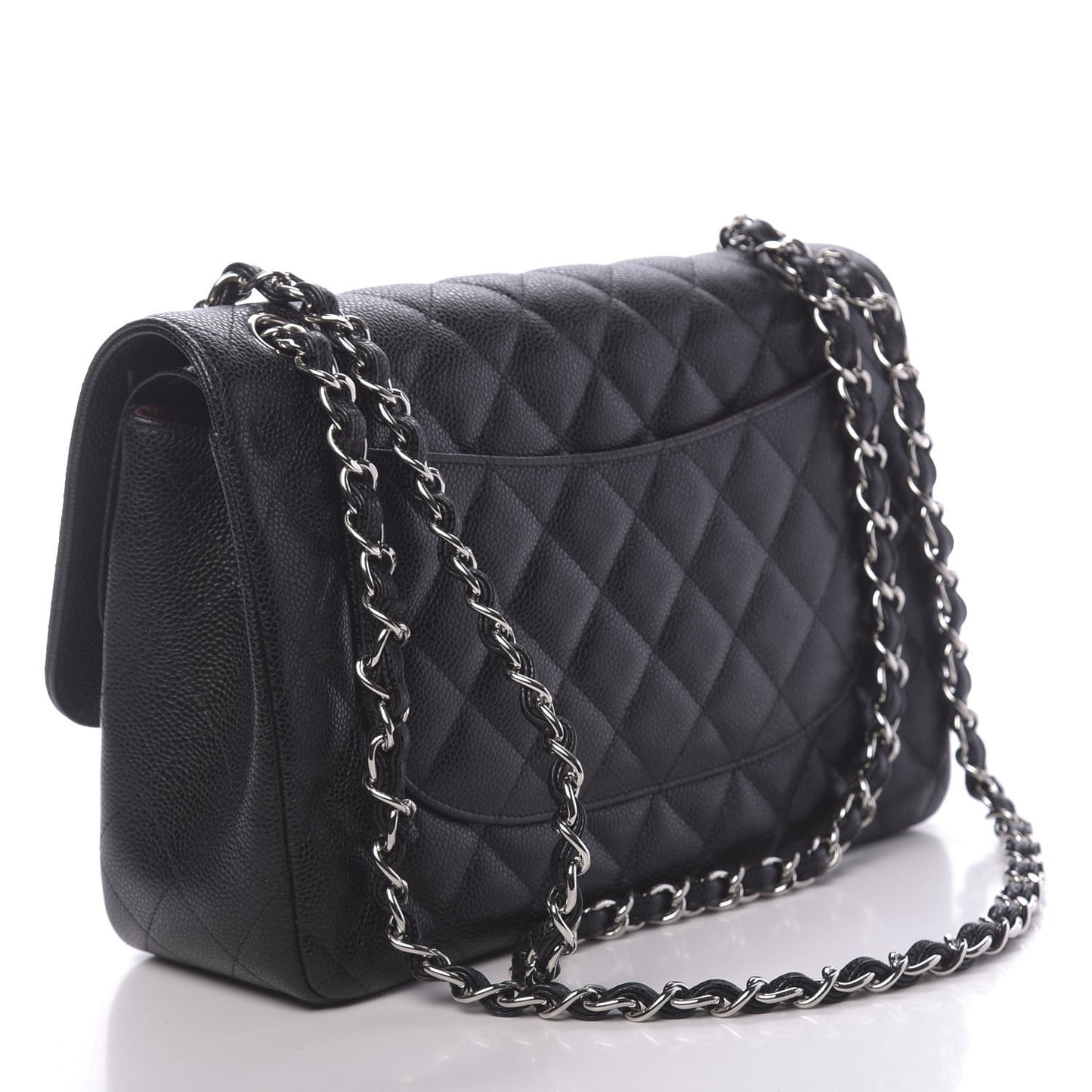 Caviar Quilted Jumbo Double Flap Black