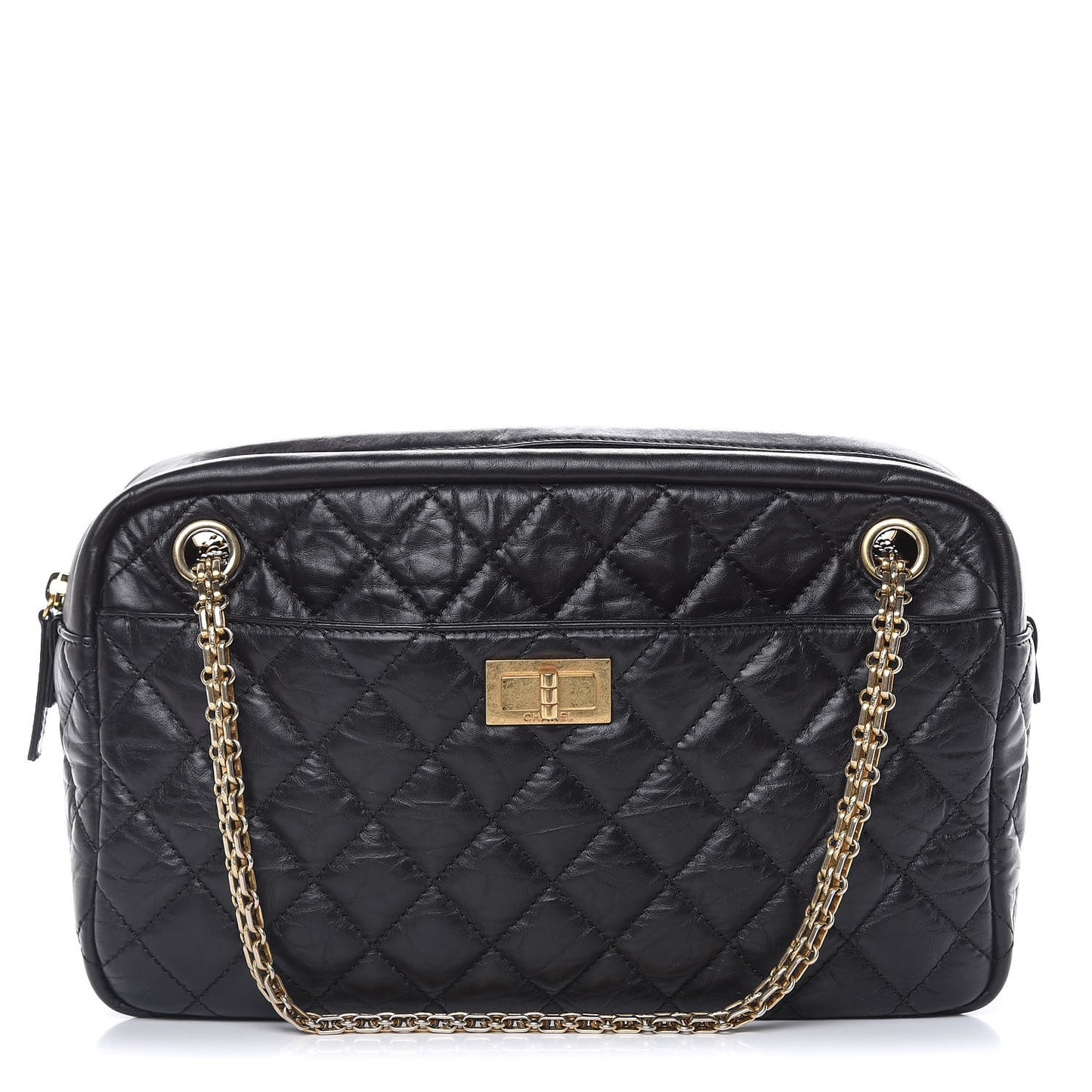 Aged Calfskin Quilted Medium Reissue Camera Case Black