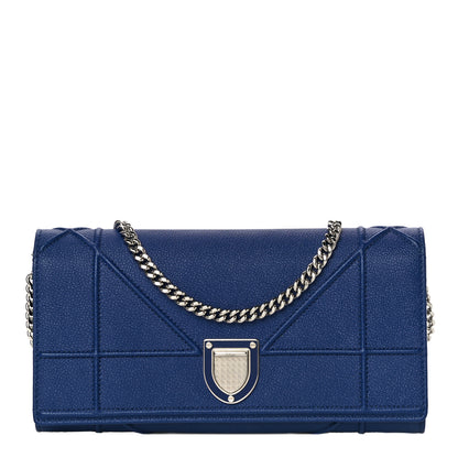 Christian Dior Grained Calfskin Diorama Croisiere Chain Wallet Blue 1 of 10
