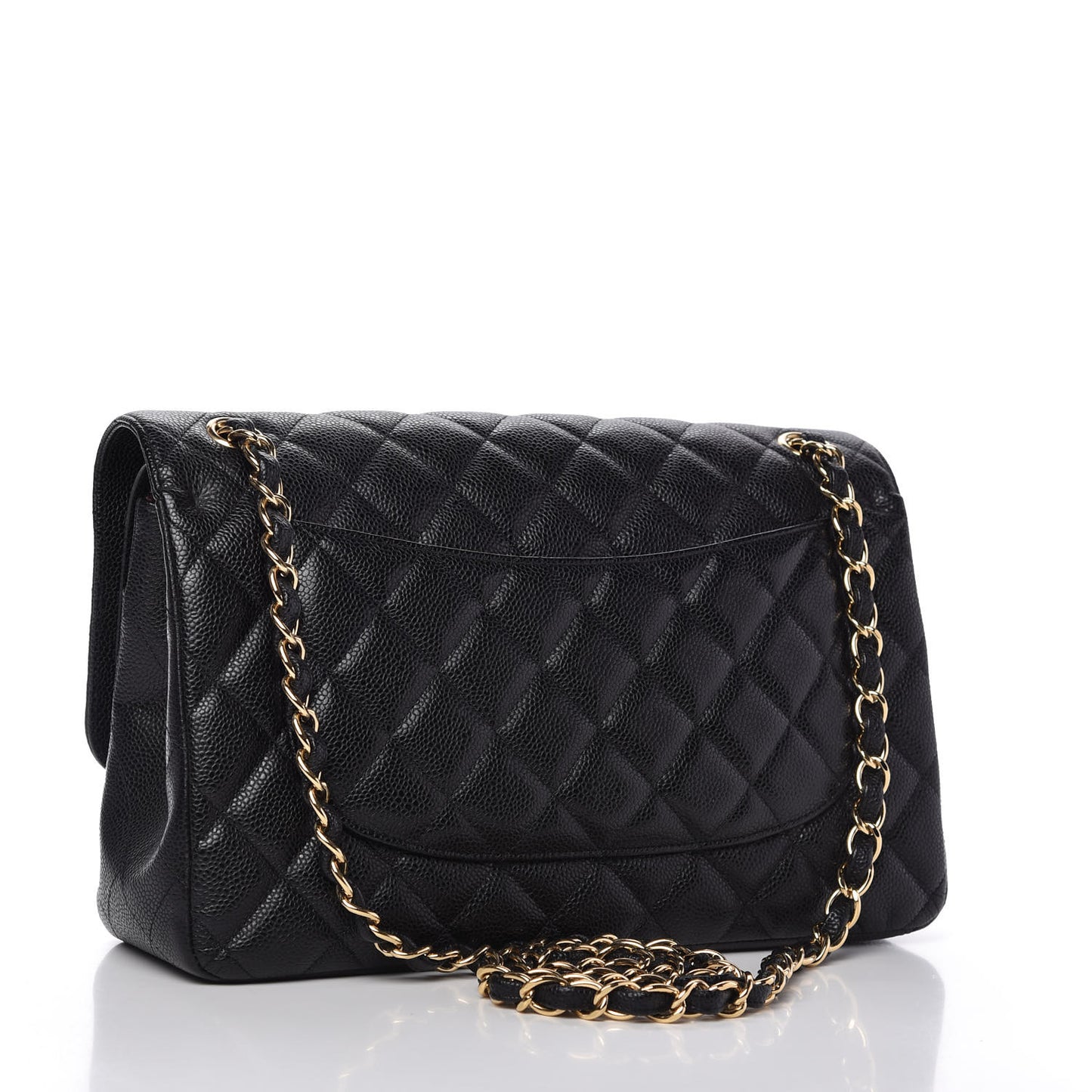 Caviar Quilted Jumbo Double Flap Black