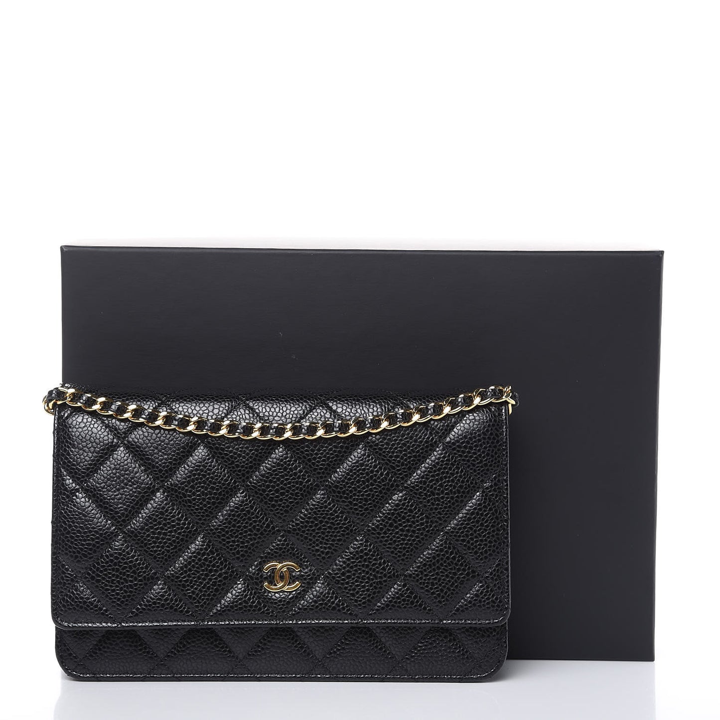 Caviar Quilted Wallet On Chain WOC Black