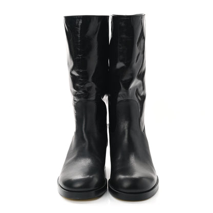 Chanel Shiny Calfskin Short CC Boots 37 Black 2 of 9