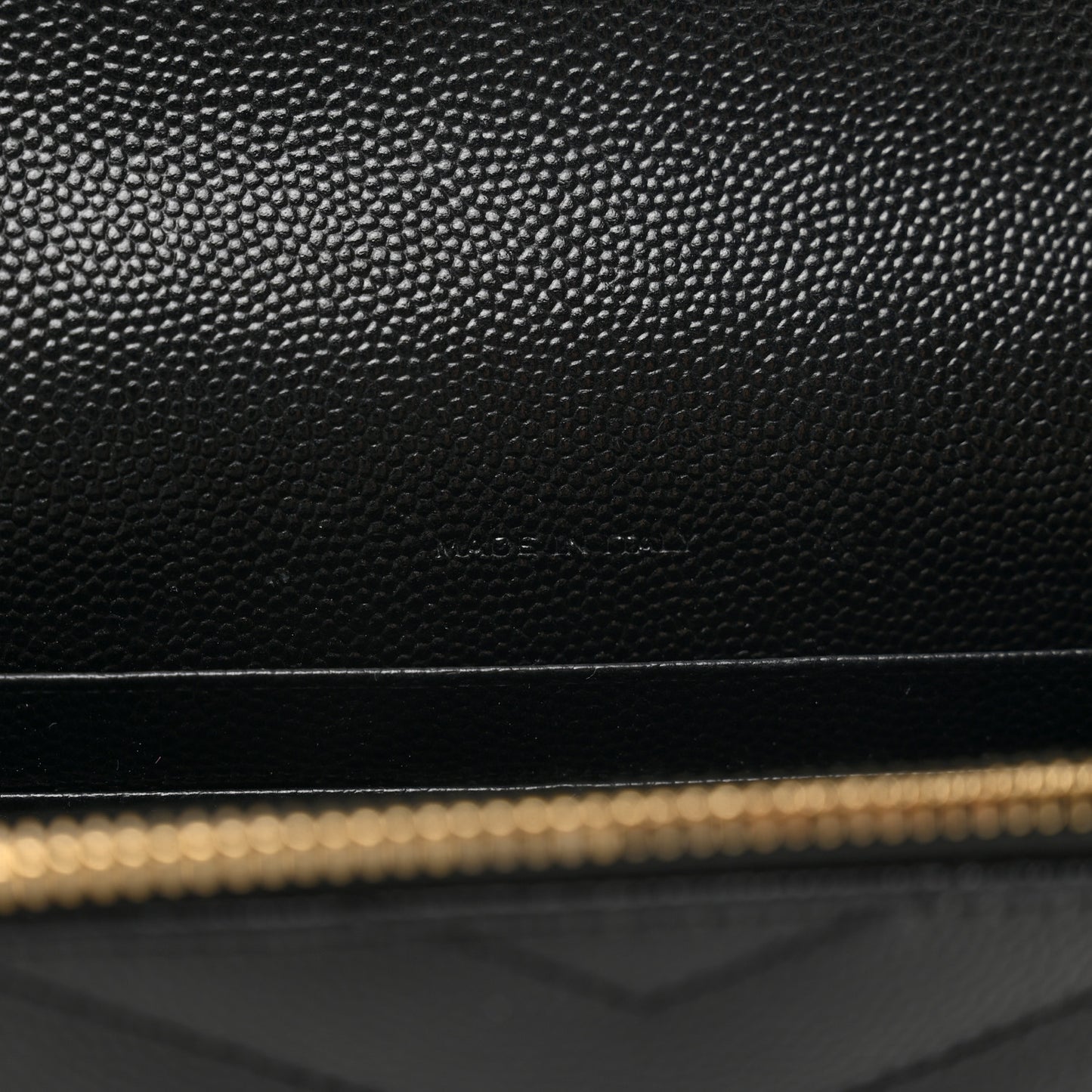 Grain De Poudre Matelasse Chevron Monogram Envelope Chain Wallet Black