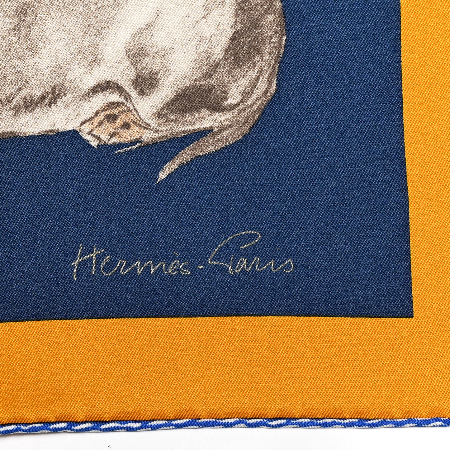 Silk Les Bassets Scarf 70 Marine Sepia