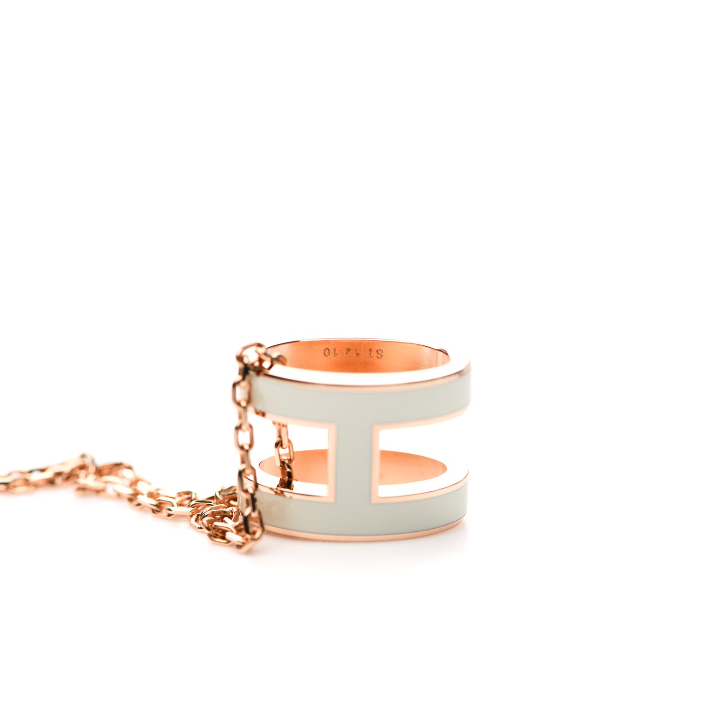 Lacquered Rose Gold Pop H Pendant Necklace White