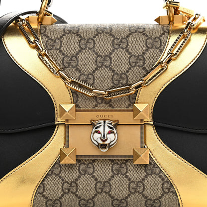 Gucci GG Supreme Monogram Small Osiride Top Handle Bag Black Gold 8 of 12