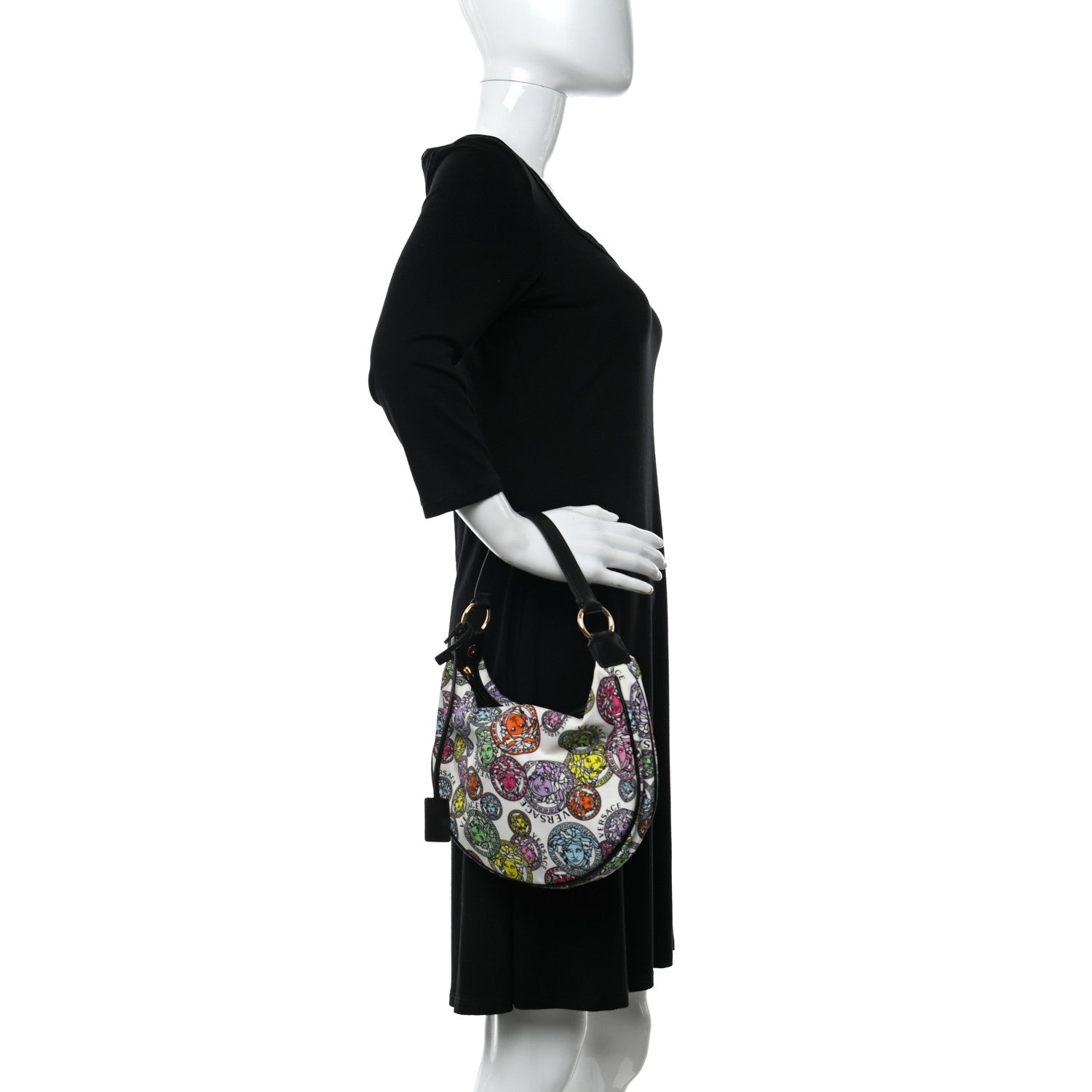 Versace Nylon Calfskin Medusa Amplified Print Hobo Bag White Multicolor 2 of 10