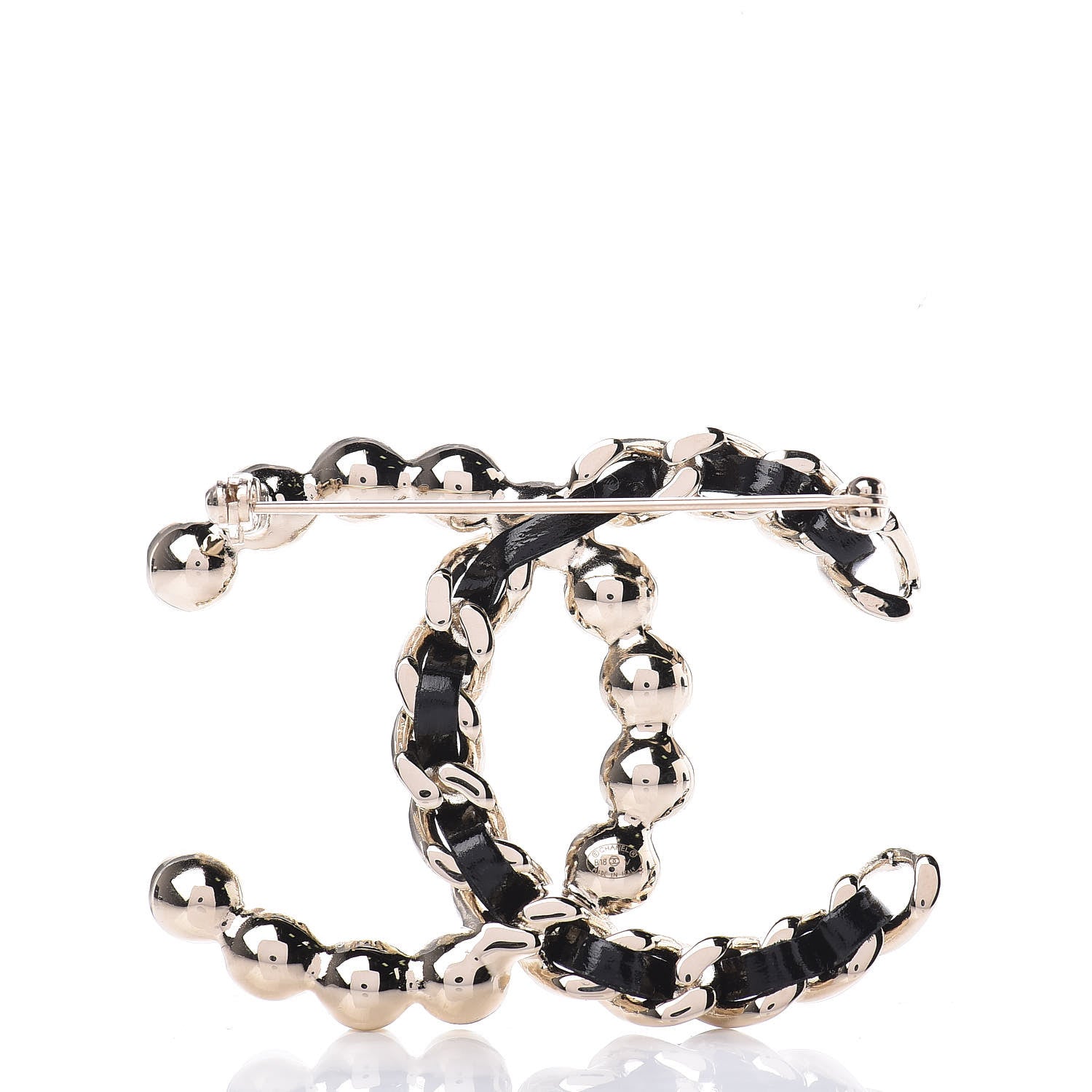 Chanel Lambskin Pearl CC Chain Brooch Black Gold 3 of 5